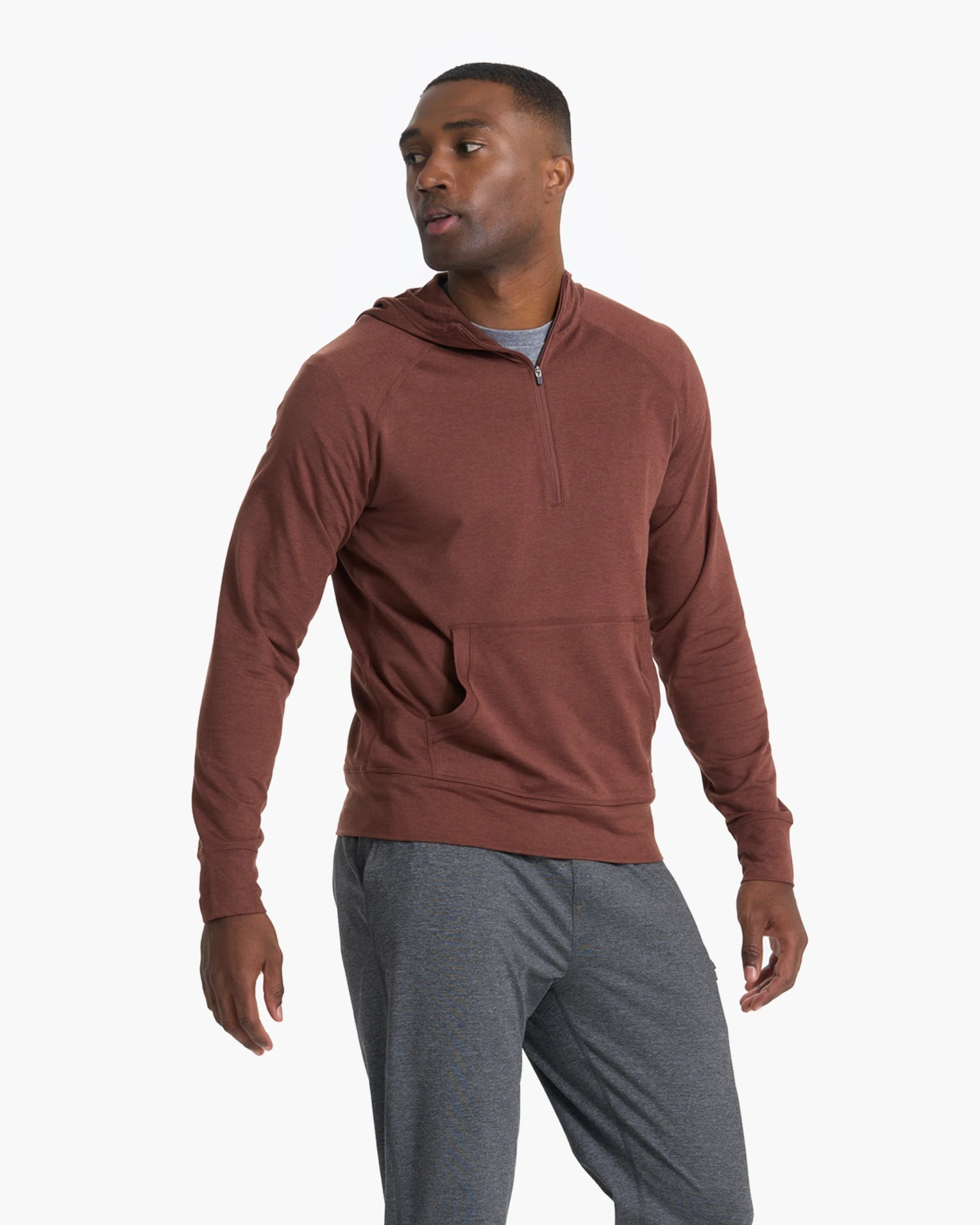 Ponto Performance Half Zip Hoodie | Cedar Heather 3 Ponto Performance Half Zip Hoodie | Cedar Heather - Image 3