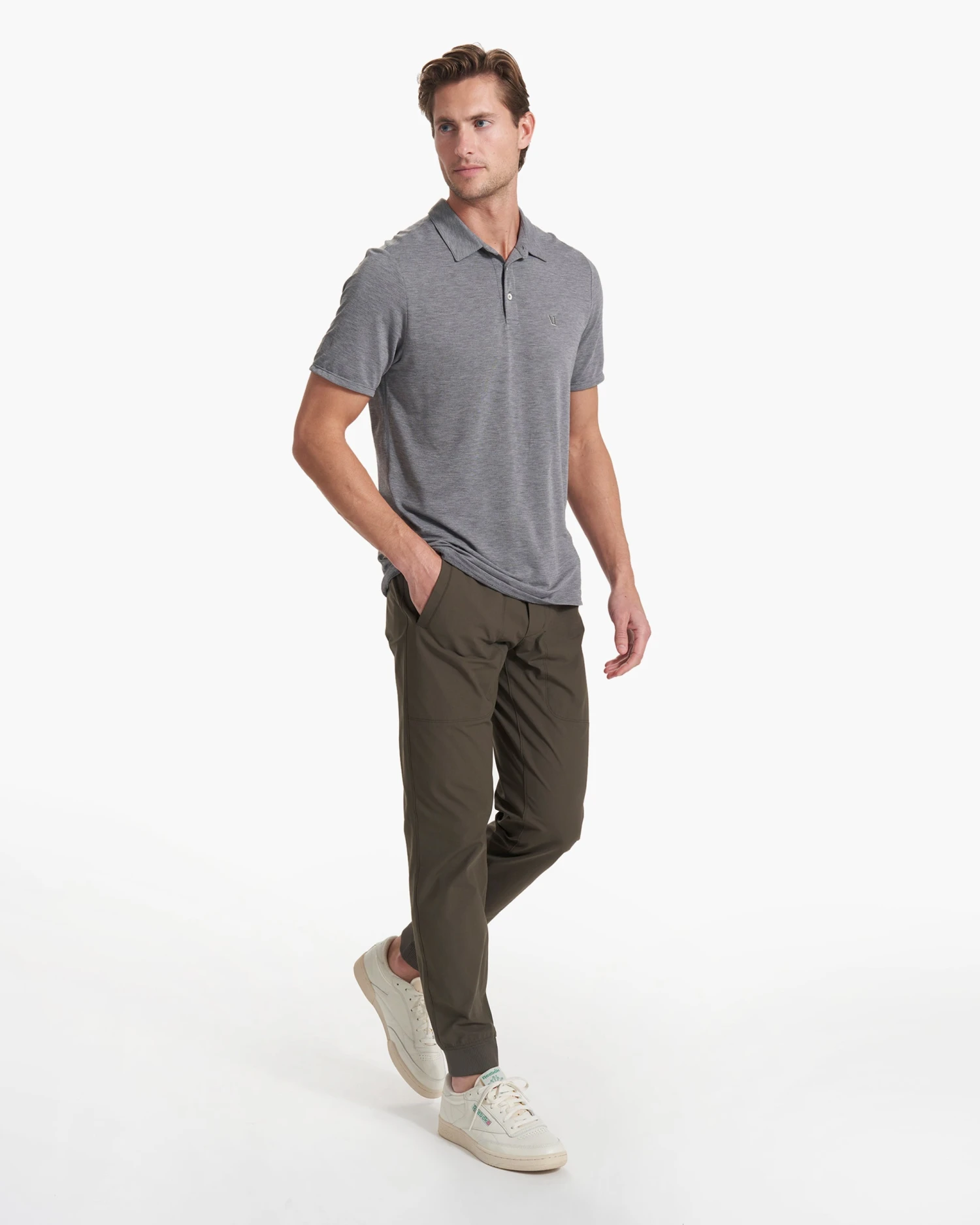 Knit Twill Polo | Heather Grey - Image 6
