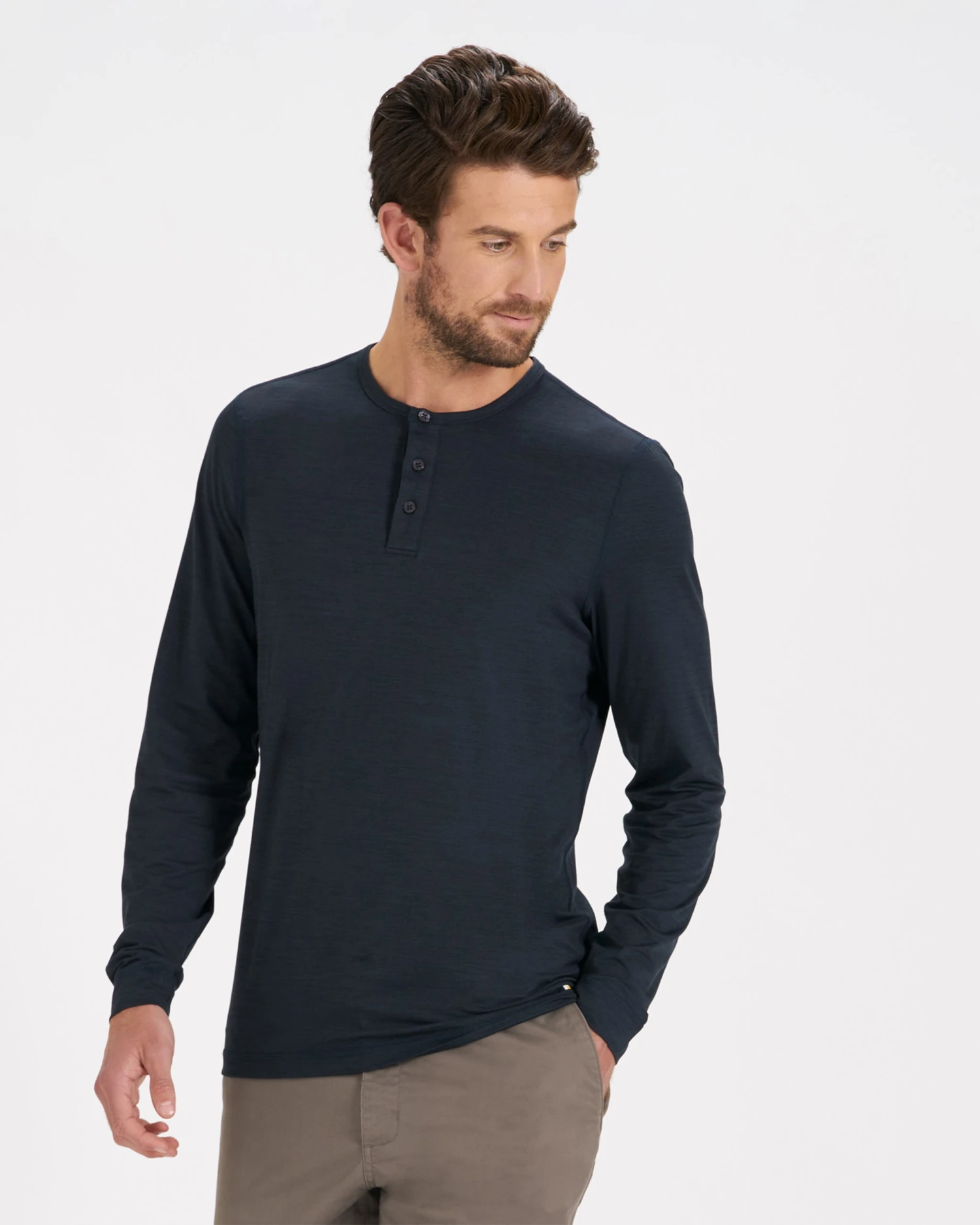 Long Sleeve Ease Performance Henley | Ink Heather 2 Long Sleeve Ease Performance Henley | Ink Heather - Image 2