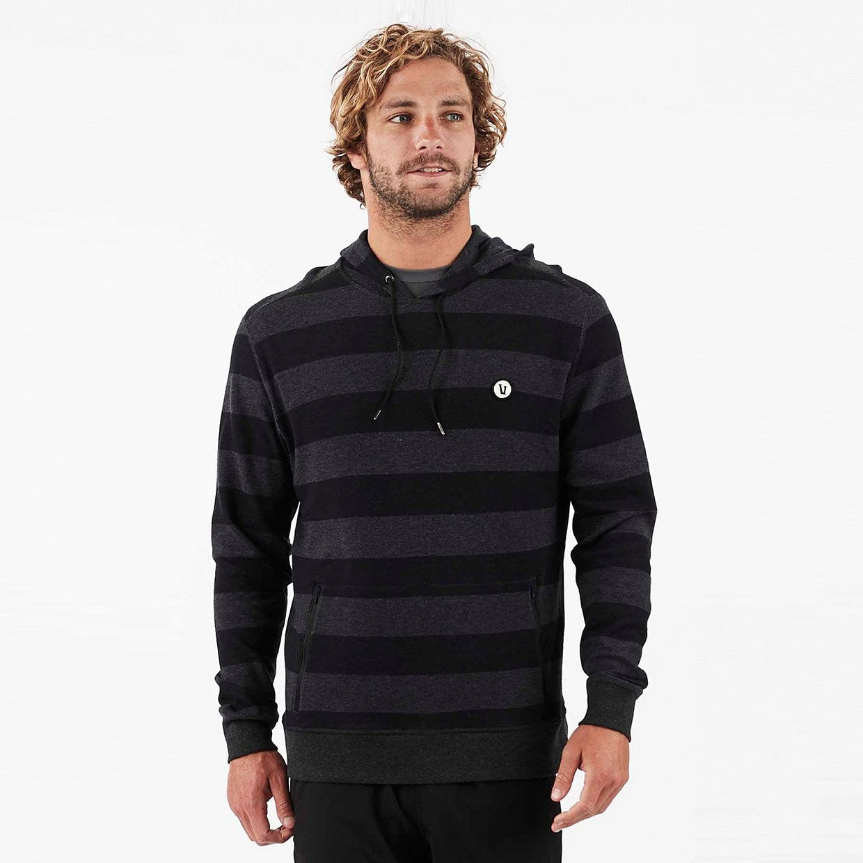Clark Hoodie | Black Heather Stripe 2 Clark Hoodie | Black Heather Stripe - Image 2