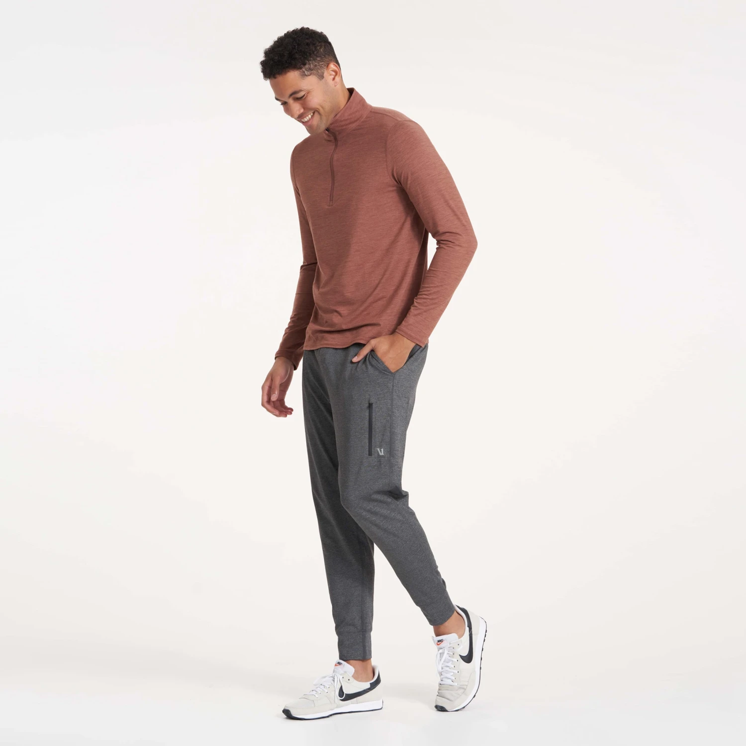 Ease Performance Half Zip | Dark Terracotta Heather 5 Ease Performance Half Zip | Dark Terracotta Heather - Image 5