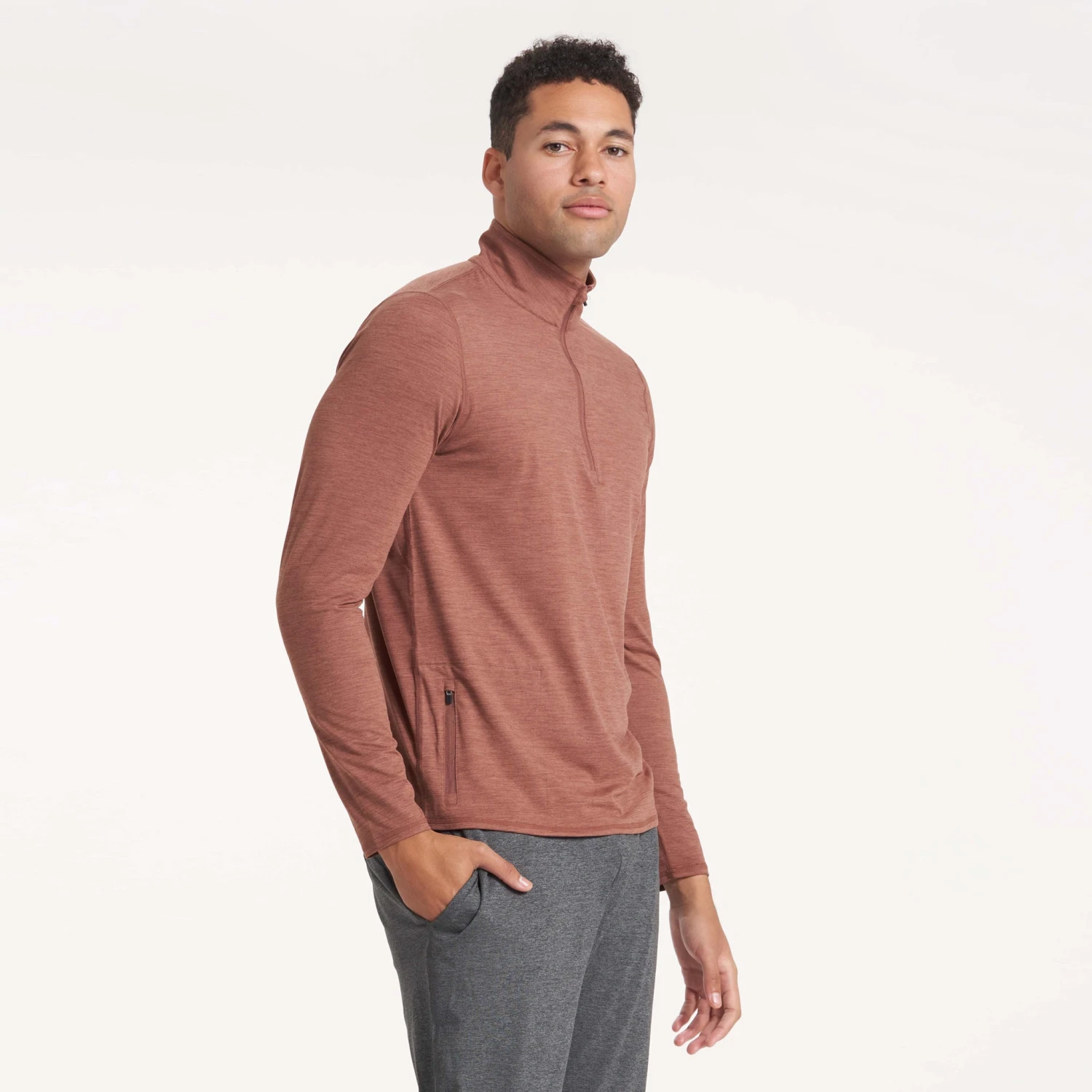 Ease Performance Half Zip | Dark Terracotta Heather 3 Ease Performance Half Zip | Dark Terracotta Heather - Image 3