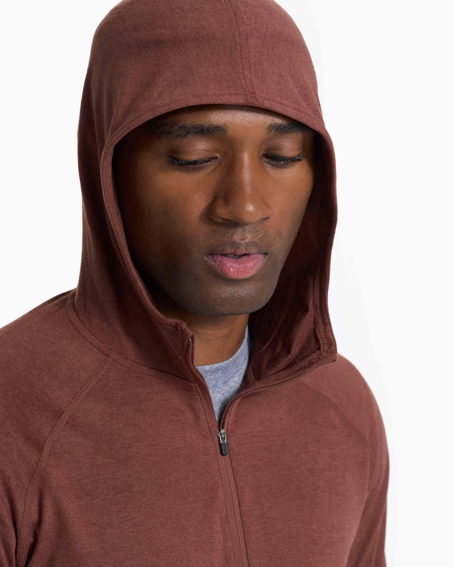 Ponto Performance Half Zip Hoodie | Cedar Heather 6 Ponto Performance Half Zip Hoodie | Cedar Heather - Image 6