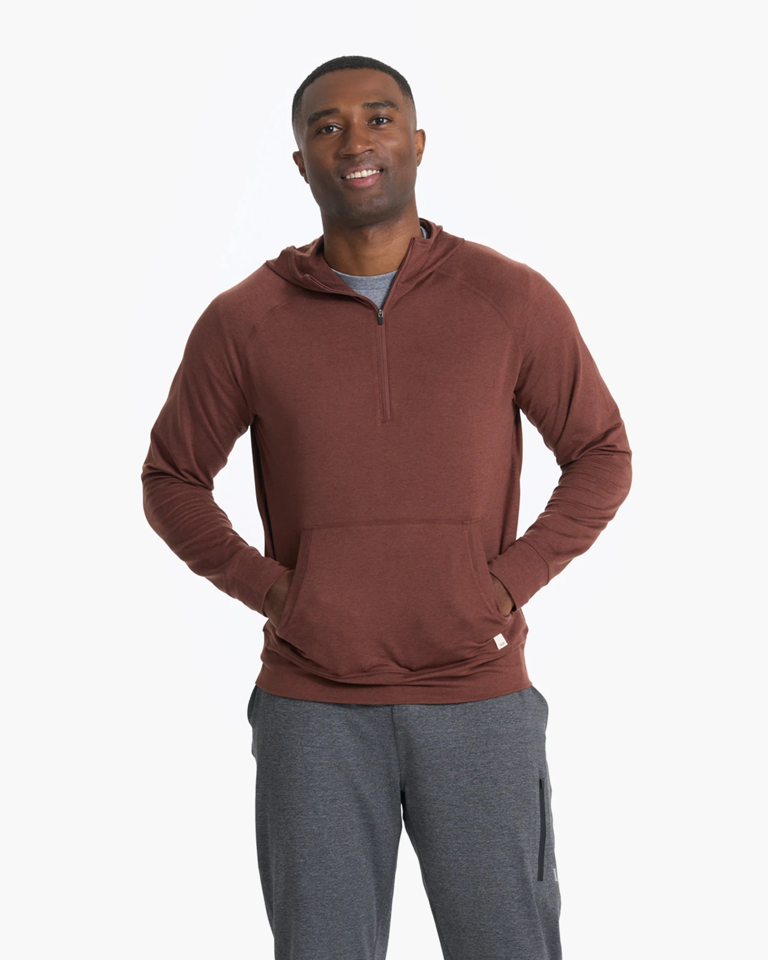 Ponto Performance Half Zip Hoodie | Cedar Heather 2 Ponto Performance Half Zip Hoodie | Cedar Heather - Image 2