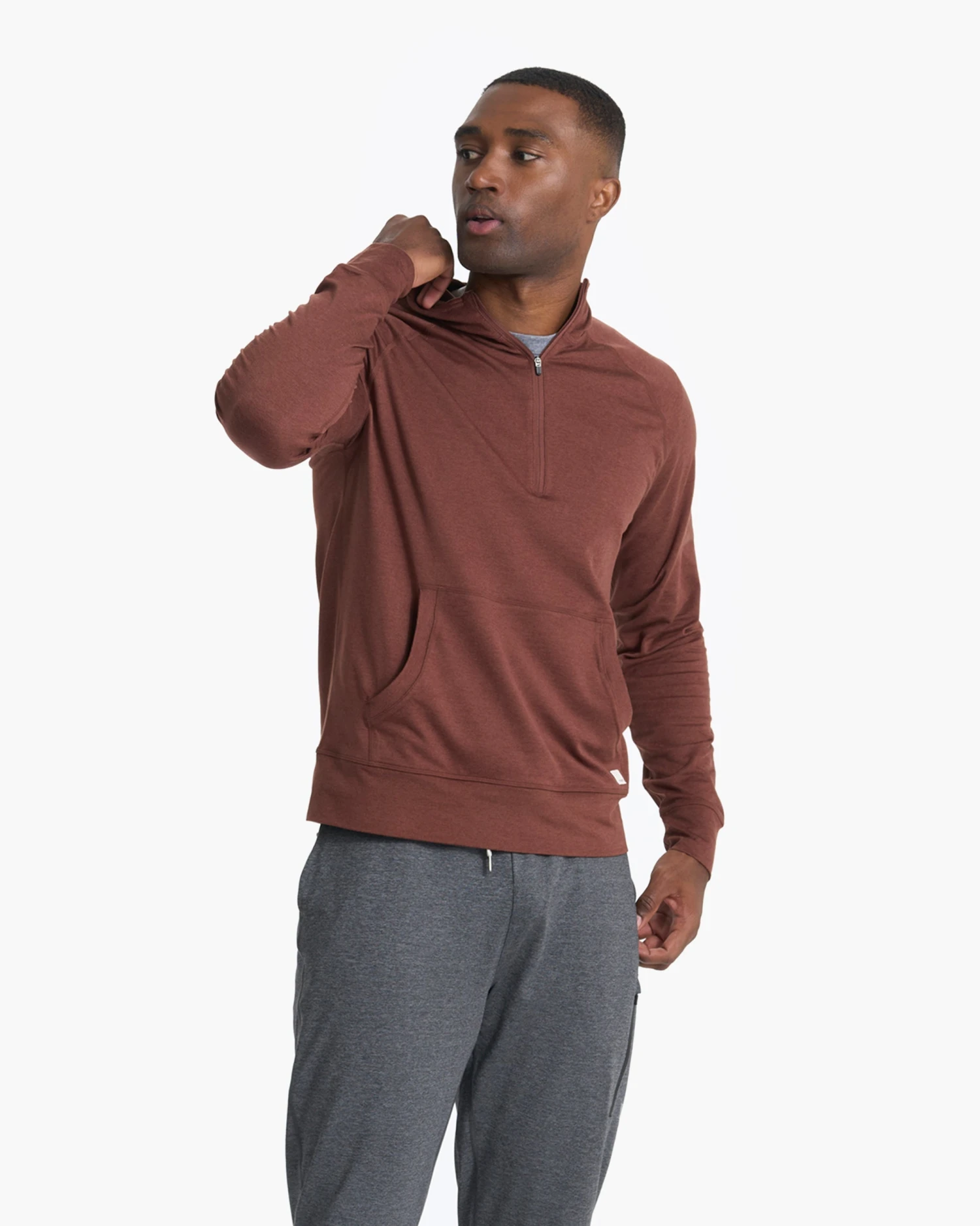 Ponto Performance Half Zip Hoodie | Cedar Heather 4 Ponto Performance Half Zip Hoodie | Cedar Heather - Image 4