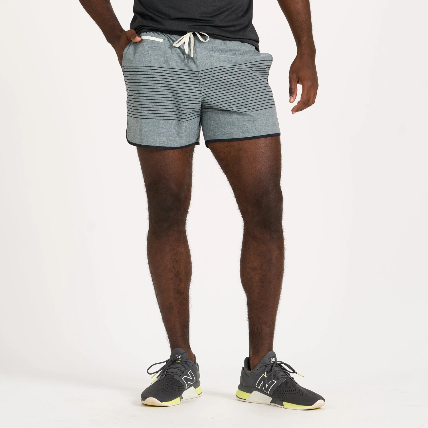 Banks Short 5" | Steel Blue Linen Texture Stripe 2 Banks Short 5" | Steel Blue Linen Texture Stripe - Image 2