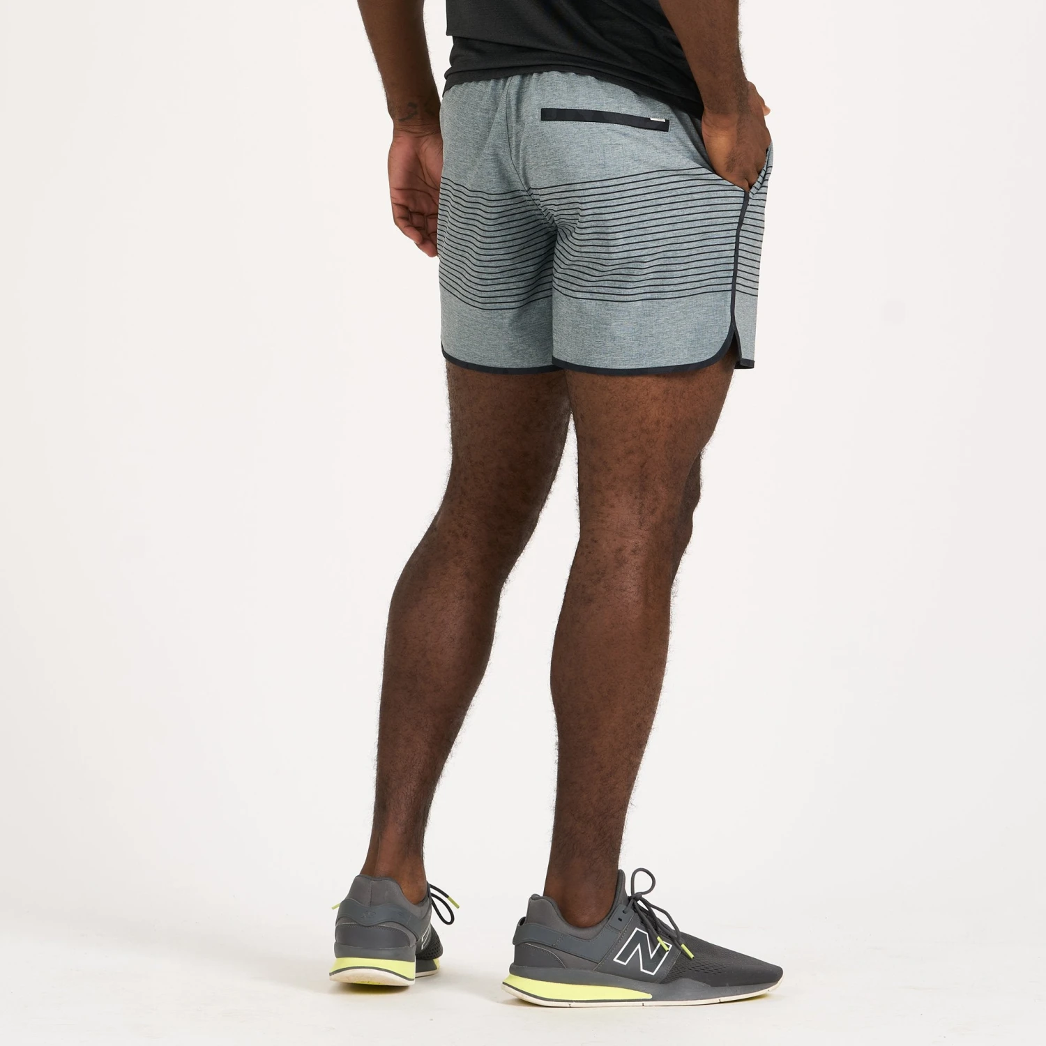 Banks Short 5" | Steel Blue Linen Texture Stripe 3 Banks Short 5" | Steel Blue Linen Texture Stripe - Image 3