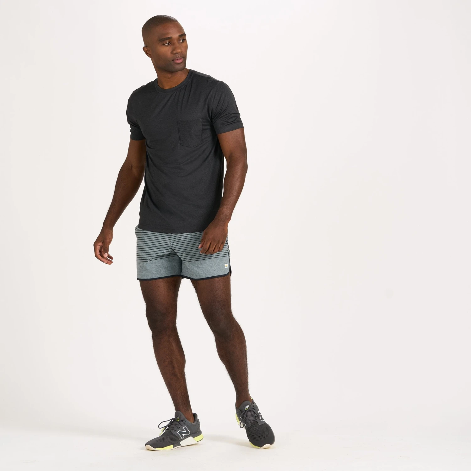 Banks Short 5" | Steel Blue Linen Texture Stripe 4 Banks Short 5" | Steel Blue Linen Texture Stripe - Image 4