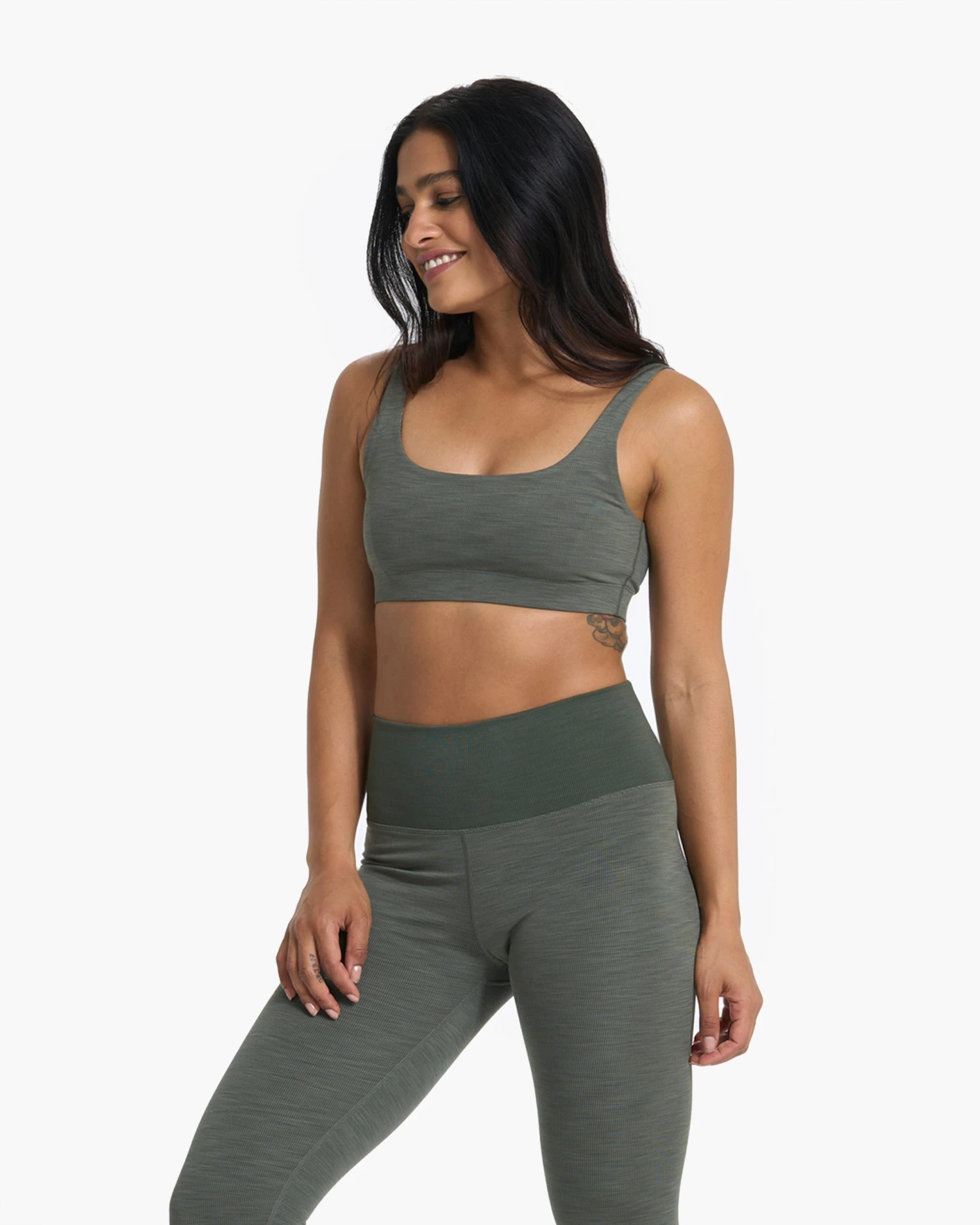 Lux Rib Daily Bra | Dusty Pine Heather 1 Lux Rib Daily Bra | Dusty Pine Heather