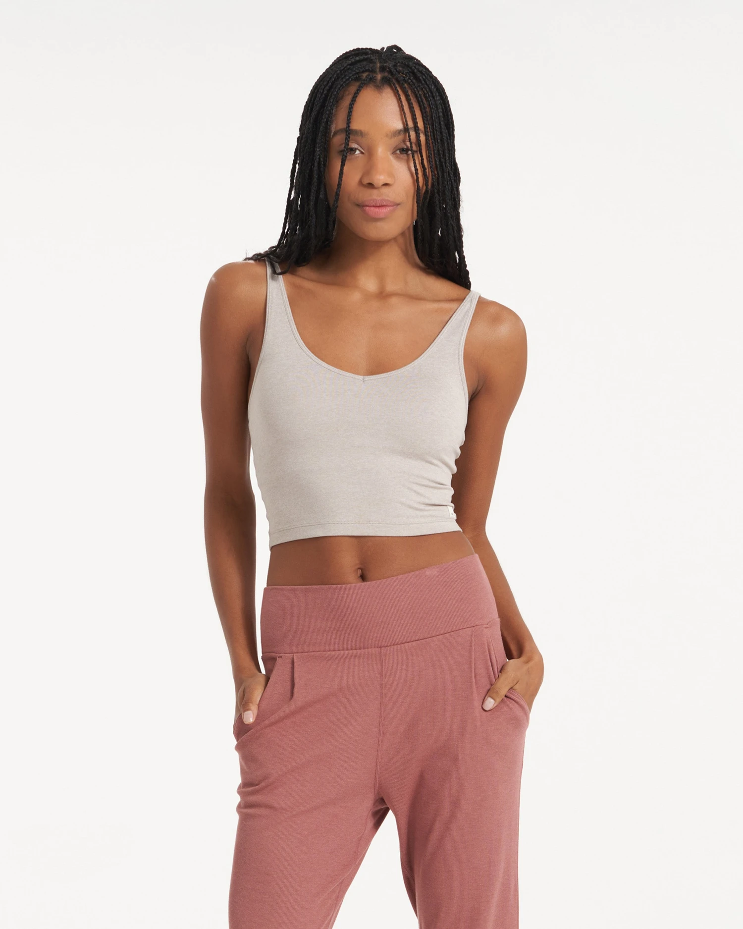 Halo Performance Crop | Oyster Heather 1 Halo Performance Crop | Oyster Heather