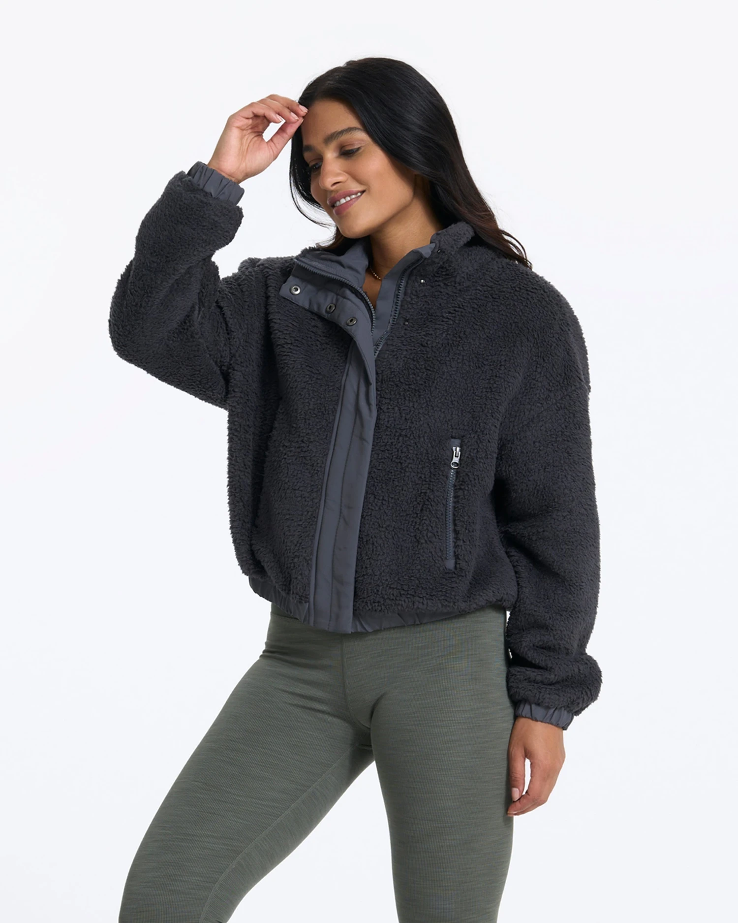 Cozy Sherpa Jacket | Charcoal 2 Cozy Sherpa Jacket | Charcoal - Image 2