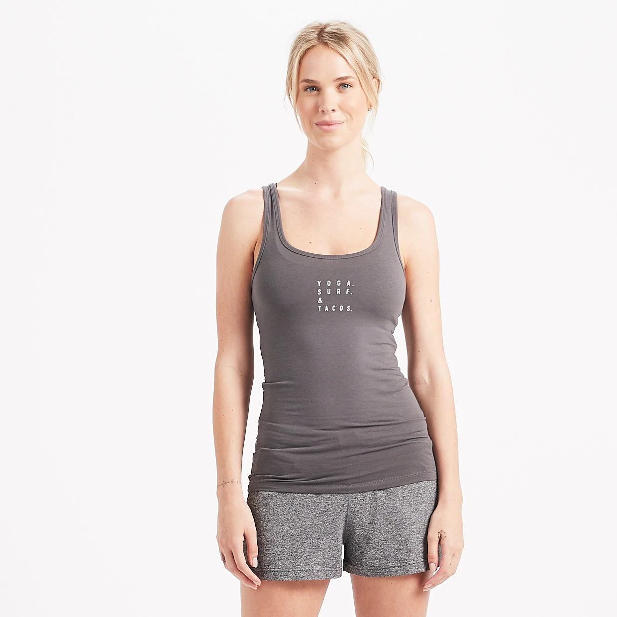 Yoga, Surf, Tacos Tank | Charcoal 1 Yoga, Surf, Tacos Tank | Charcoal